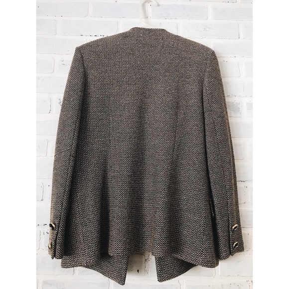 St. John Brown Tweed/Woven Blazer - Picture 2 of 5